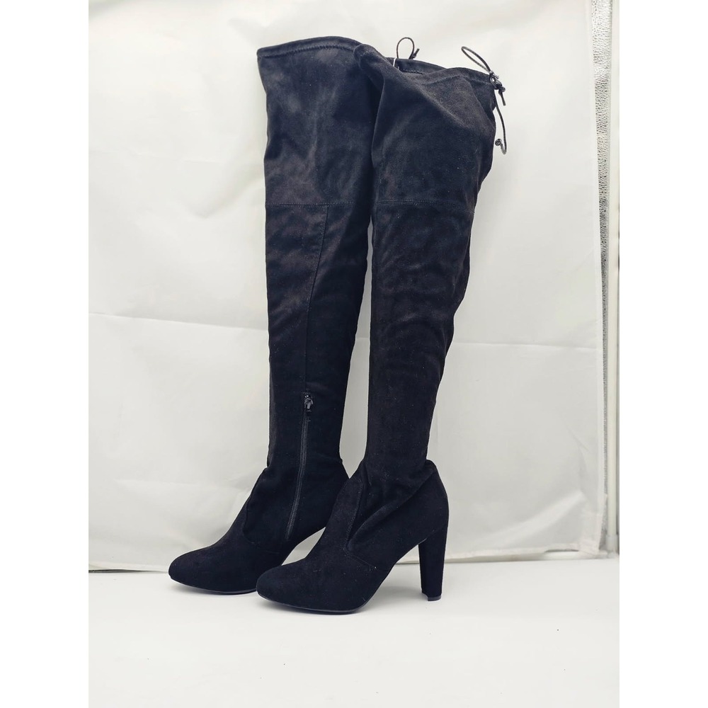 Charlotte Russe Over the Knee Boots Women Size 8 Black t Faux Suede Heel